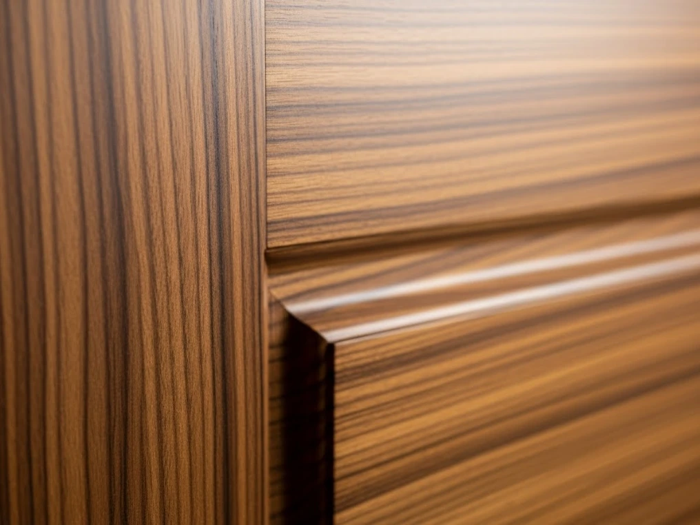 Close-up view of premium custom wooden door craftsmanship