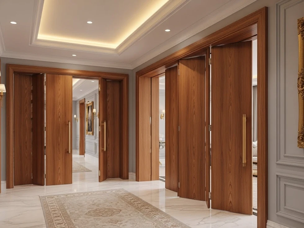 Luxury wooden bifold doors for modern interior spaces in Dubai